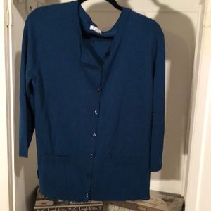Teal, L, cardigan, 3/4 length sleeves